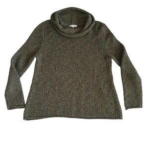 Habitat Women's Cowl Neck Knit Sweater Green  Size Small Artsy Loose Knit Earthy